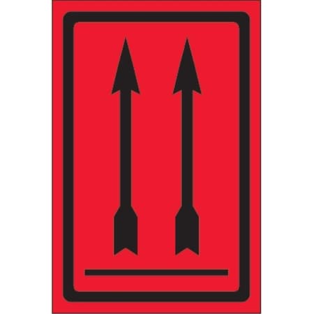 Bondad 4 x 6 in. - Two Up Arrows Over Bar Fluorescent Red Labels - Roll of 500 BO2821211